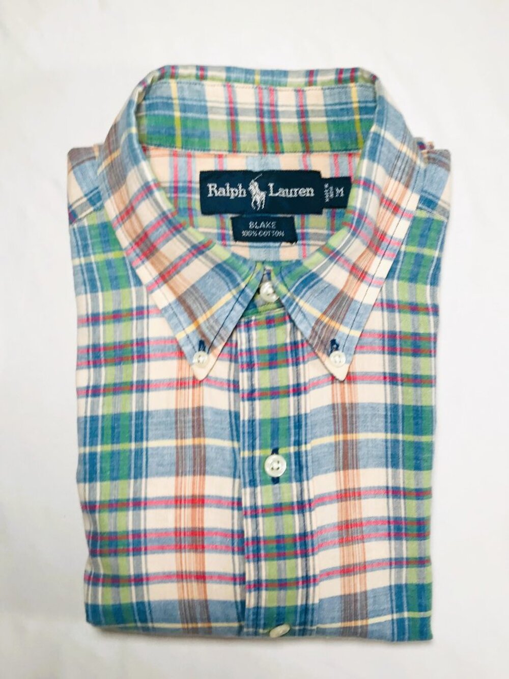 Polo Ralph Lauren Blake Blue Beige Brown Plaid S/S Shirt Mens Size M, SHIPS FREE